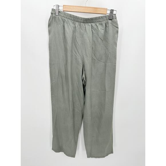 Selene Paris Sport Pants Women SMALL Green Elastic Waist Drawstring 100% Silk - Picture 2 of 8